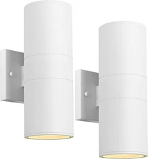 Z4 Ken & Ricky White Outdoor Wall Lights,Exterior Sconces Wall Lighting 2 Pack