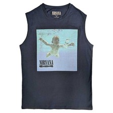 Nirvana Tank Top Muscle T Shirt Nevermind Album Band Logo Official Unisex Navy