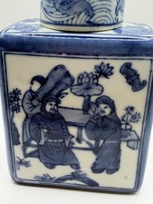 茶缶、家庭用、民国古物、一品堂製造、陶磁器 陶瓷中国古董茶叶罐蓝色| eBay