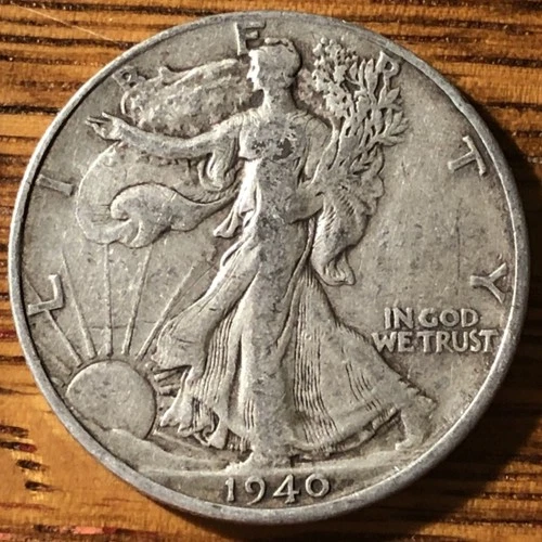 1940 S Walking Liberty Silver Half Dollar- Fine Quality Coin - FREE SHIPPING