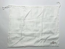 Coach New York Dust Purse Bag Sz XL 23"x 19  White Satin Brown Logo Graphic