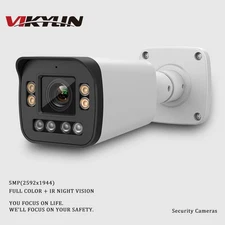 VIKYLIN 5MP 5X ZOOM Bullet IP Camera Full Color IR Two-Way Audio Dual Light POE