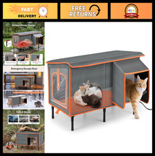 Heated Cat House for Outside in Winter, Weatherproof Outdoor Cat House with Cat