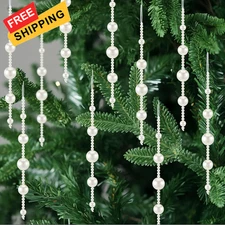 Leyndo 24 Pcs Christmas Pearl Ornament White Beads Tree... 