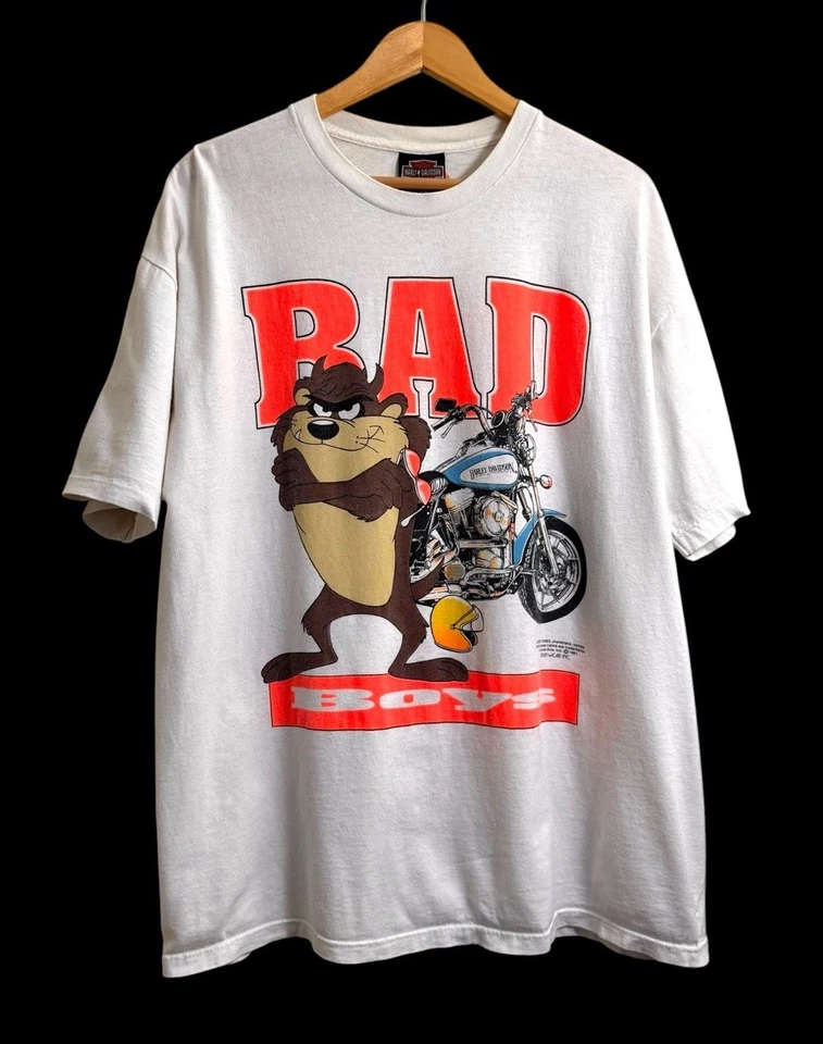 Vintage Harley Davidson Taz Bad Boys T-Shirt Size XL Looney Tunes USA Made - Image 2 of 4