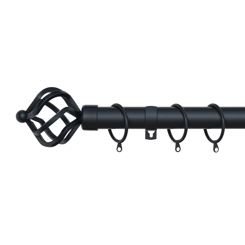 Twisted Metal Extendable Curtain Pole 25/28mm Rod Set Includes Rings & Fittings - Image 1 of 1