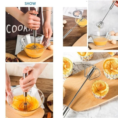 Semi-Automatic Stainless Steel Egg Beater Hand Mixer Cream Whisk Kitchen Tool - Picture 4 of 7