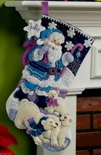 Bucilla ARCTIC SANTA Felt Christmas Stocking Kit Discontinued NewPolar Bears 18"