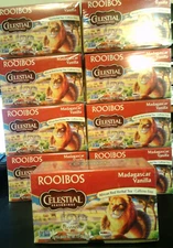 LOT/PACK of 9 Celestial Seasonings Rooibos Madagascar Vanilla Tea 20 EA (BB 8/25