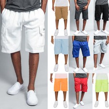 Victorious Men's Heavy Weight Fleece Cargo Pocket Sweat Short Pants S 6XL -VS76