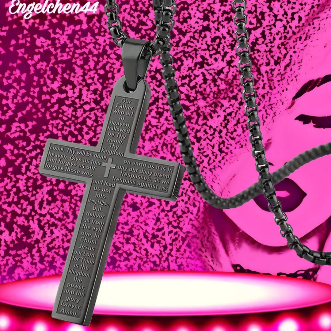 2C3) Religiöse Edelstahl Halskette Jesus Kreuz Anhänger Unisex Schmuck Geschenk
