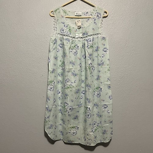 Vintage NWT Character Mint Floral Sleeveless Round Hem Night Gown Size Small - Picture 6 of 7