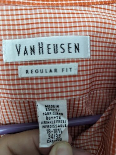 Van Heusen Men Long Sleeve Dress Shirt Orange XL R