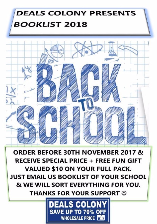 Back To School 2018 Year 1 -12 Booklist  Save $30-$100