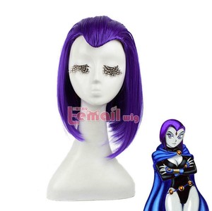 Raven From Teen Titans Medium Purple Straight Halloween Hair 35cm
