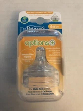 Dr. Browns Natural Flow Wide Neck Silicone Bottle Nipple 6m+ Level 3 (x2) NEW