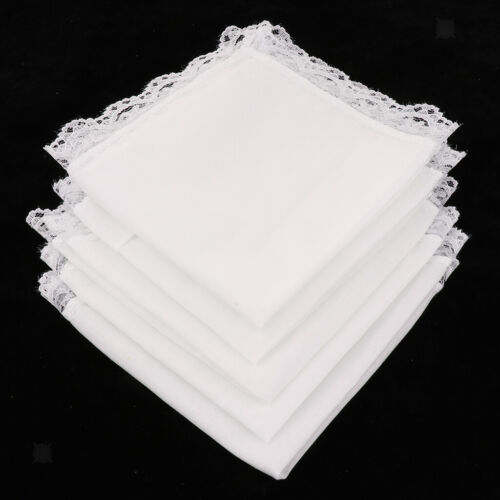 10 Stk Damen Hochzeit Taschentuch Spitze Weiß Baumwolle Taschentuch DIY Zeichnen - Bild 3 von 6