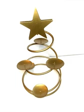 Decorative Gold Spiral Metal Christmas Tree, Ball Candle Holder For 6 Candles