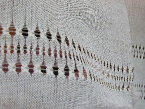 Vintage Arts Crafts Hand Woven Table Cover Runner Beige Pulled Work Unused 33x31 - Picture 11 of 11