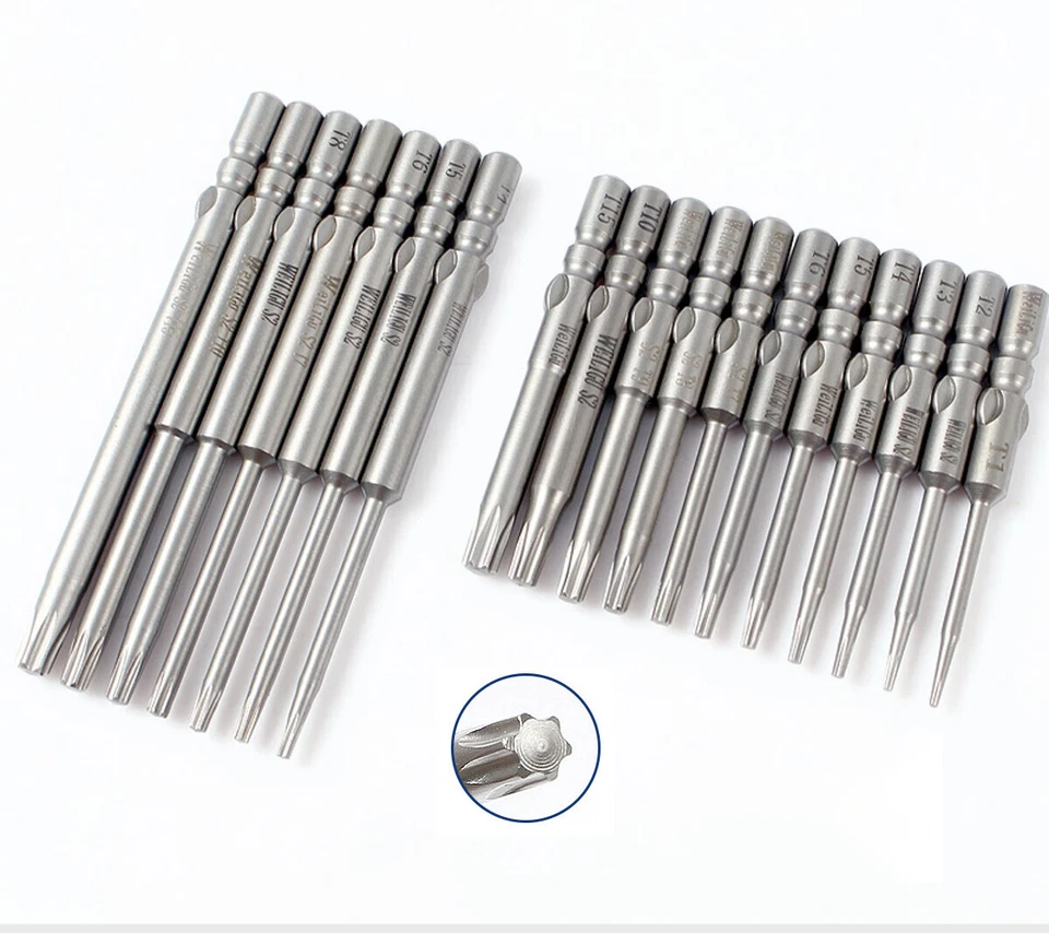 Torx Spanner Solid  Round Shank 4mm Magnetic Torx Screwdriver Bits S2 Bit T1-T15 - Image 3 of 4