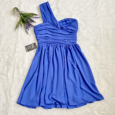 Express Pleated One Shoulder Cocktail Dress NEW Size 0 Blue Grecian Ruched  $98 | eBay