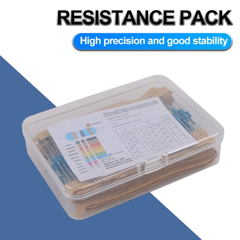 300/600pcs Metal Film Resistor Pack Assorted Kit 30 Kinds 10R1M