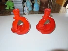 VTG.PAIR OF ORANGE FRANKOMA CANDLE HOLDERS-SO PRETTY