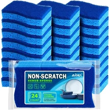 AIDEA-Brite Non-Scratch Scrub Sponge-24Count, Sponges for Dishes Cleaning Sponge