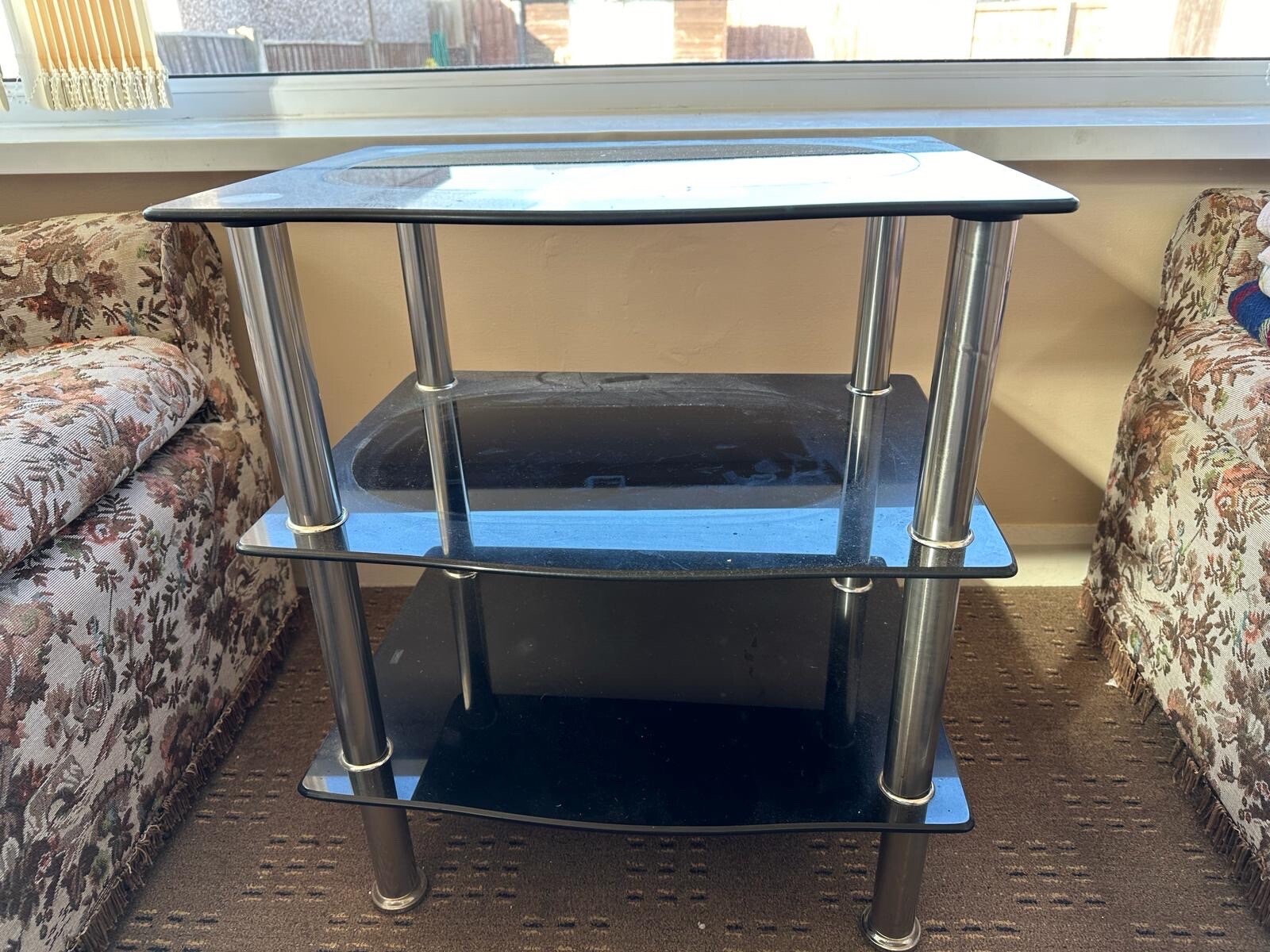 Black Glass Tv Stand eBay