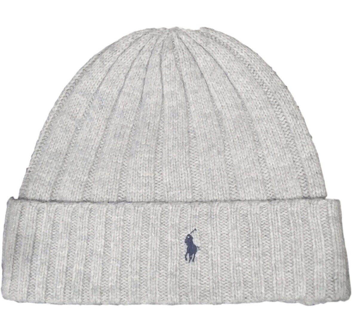Polo Ralph Lauren cappello invernale uomo berretto teschio lt grigio pony blu nuovo con etichette pp0054