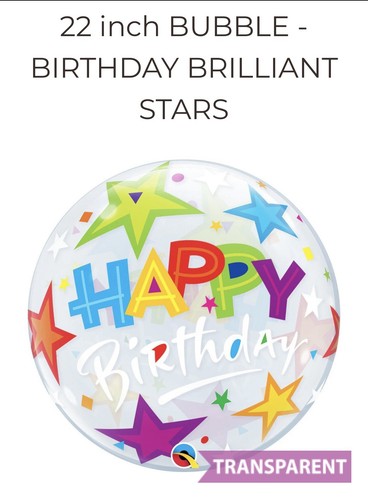 Qualatex Birthday Brilliant Stars plastic Bubble Balloon, 22” - Picture 3 of 3