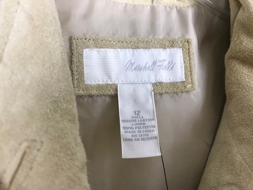 Chaqueta Blazer Marshall Fields 100 % cuero cuello mandarín crema marfil beige 12 - Imagen 6 de 8