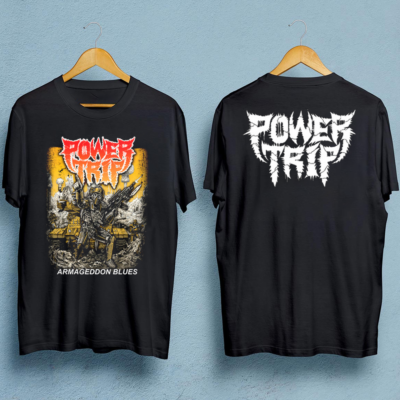 Power Trip band 2 sides T-shirt Black Cotton Unisex All sizes S