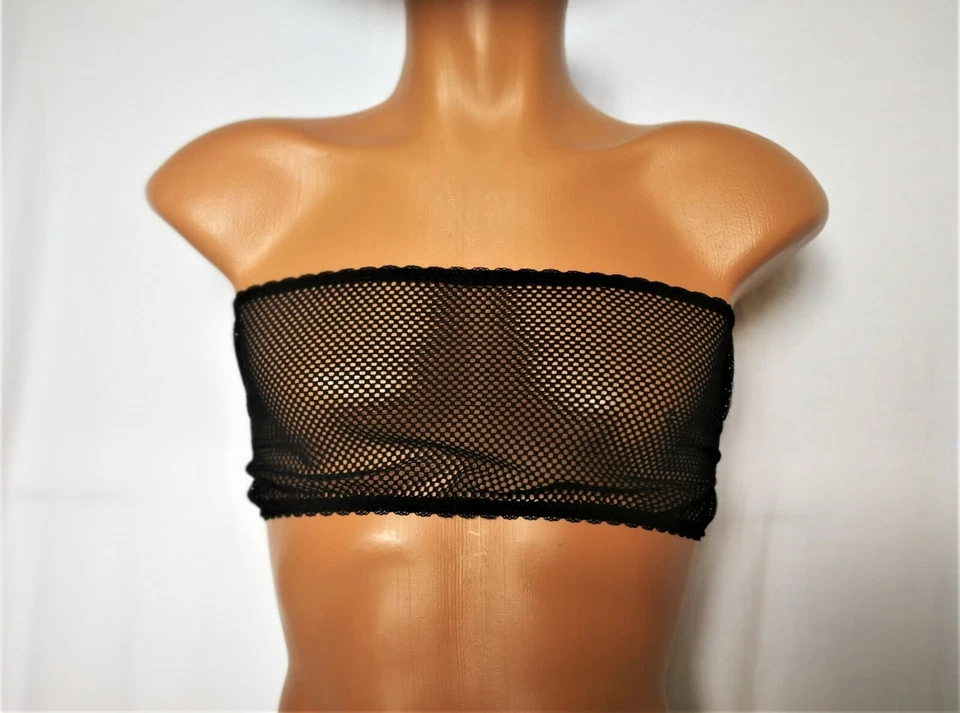 Sujetador Sissy Hombres Negro Malla Transparente BBC Queer Lencería Ver a Través Unisex Erótico  Foto 2 de 4