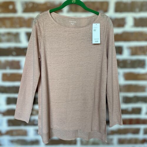 NWT Eileen Fisher Organic Linen Jersey Tunic Long Sleeve Lagenlook Coastal Sz S