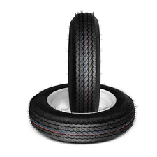 Two Trailer Tires On Rims 4.80-12 480-12 4.80 X 12 LRB 5 Lug White Spoke Wheel