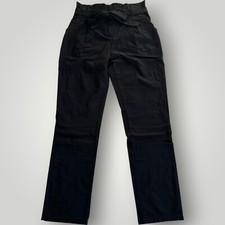 VTG Windsor Women's XL BLACK High Paperbag Waist Pleated Dress Pants with Belt