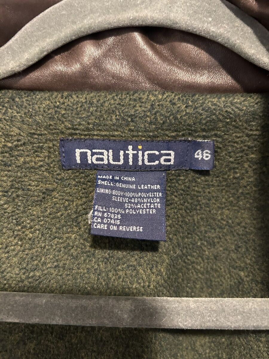Vintage Nautica brown leather jacket mens 46 genuine leather Vintage Nautica brown leather jacket mens 46 genuine leather