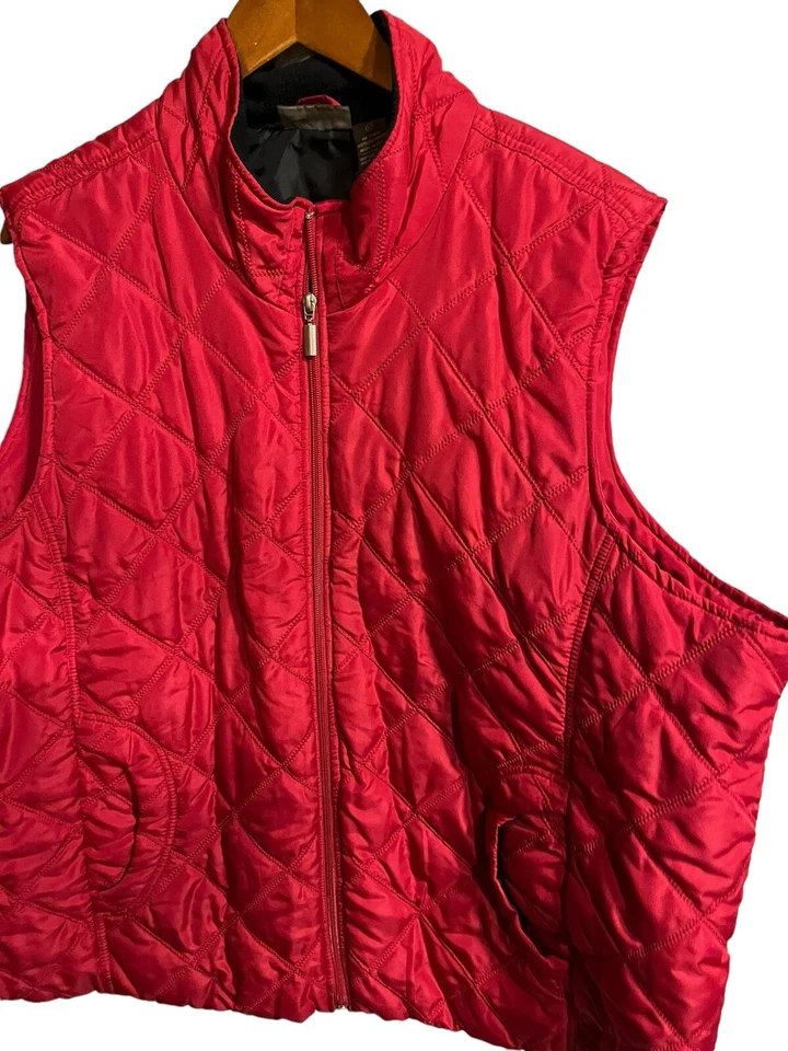 Jane Ashley красный пуховик жилет размер 3XL без рукавов молнии карманы теплый большого размера - Изображение 2 из 4