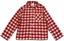 Draper James Lands End Pajama Top Boys 6 Red Gingham Flannel Button Up Christmas
