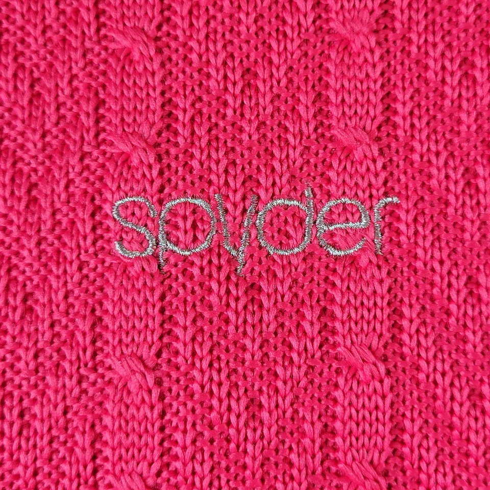 Chaqueta Suéter Spyder Core Talla XS Rosa Bolsillos Tejidos con Cable Forrado con Vellón Cremallera Foto 4 de 4