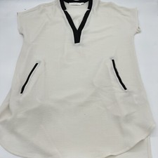 ASTR Women’s Large Top Tunic White Knee Length Dress Woven XS V-Neck