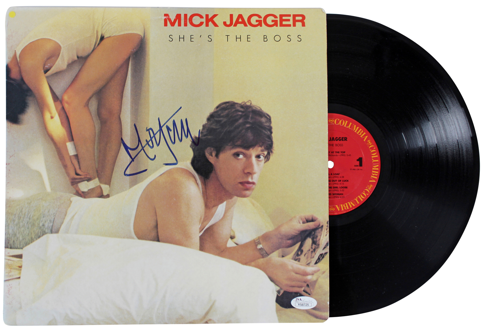 Mick Jagger Autographed Signed Authentic She's The Boss Album Cover W/ Vinyl JSA 