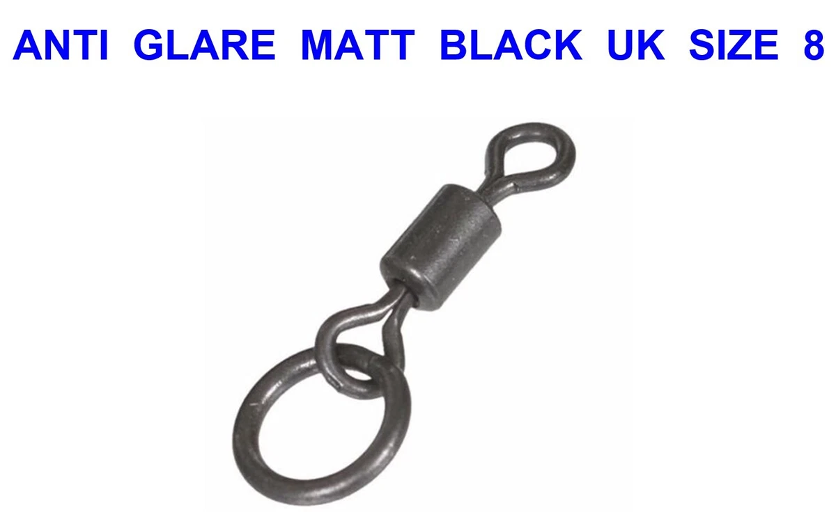 MATT BLACK FLEXI RING SWIVELS SIZE 8 FIT SAFETY CLIPS CARP FISHING