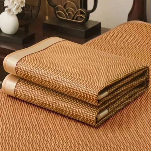 Summer Sleeping Rattan Bed Mat Foldable Nature Bamboo Cool Bed Mat +Pillowcase - Picture 11 of 29
