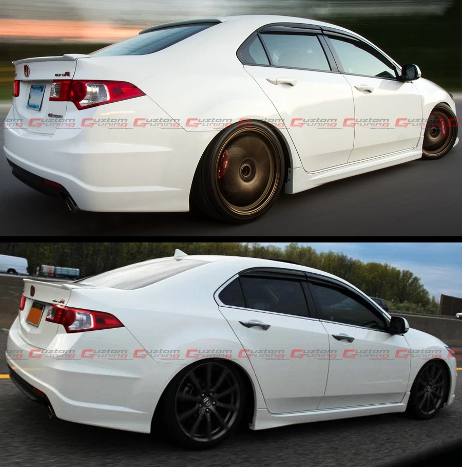 Combo de visera de ventana ahumada estilo ondulado JDM + ALERÓN DE MALETERO PARA 2009-2014 ACURA TSX Foto 4 de 4