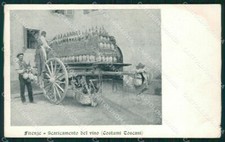 Firenze Città Carro Scaricamento Vino Fiaschi Costumi STRAPPINO cartolina WX0966