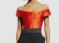 $420 Rozie Corsets Womens Red Off-Shoulder Silk Corset Top Size US 6/ FR 38