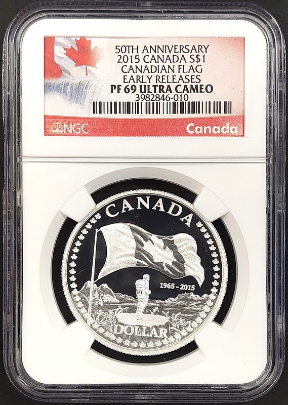 2015 Canada Proof $1 Silver coin, Canadian Flag, NGC ER PF 69 Ultra Cameo!