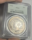 1922 PEACE SILVER DOLLAR GRADED PCGS MS64 OGH GEN 2 OLD HOLDER TONED